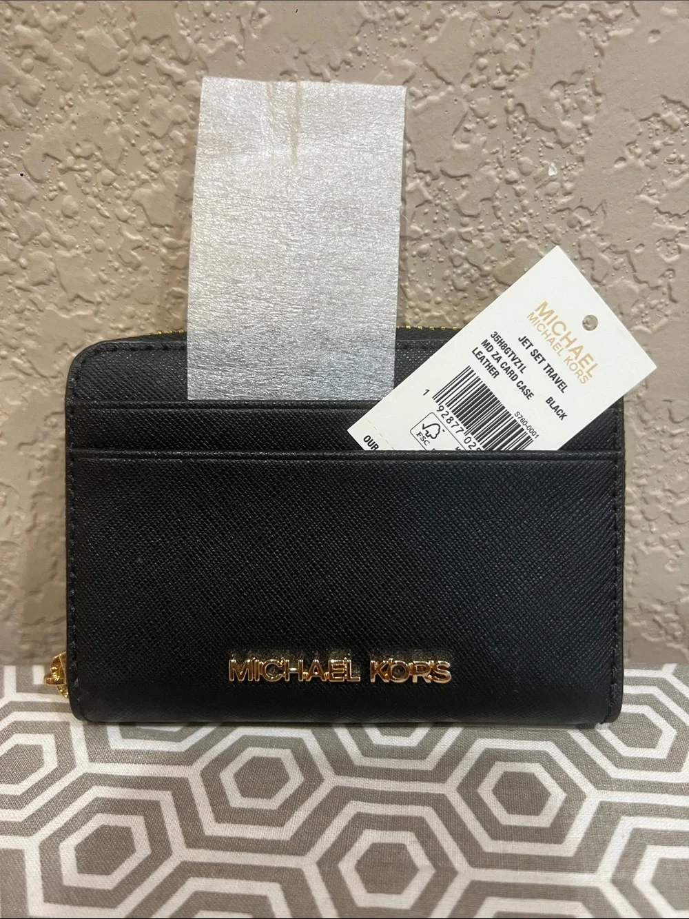 Michael Kors Black Card Case with Gold Logo Hardware